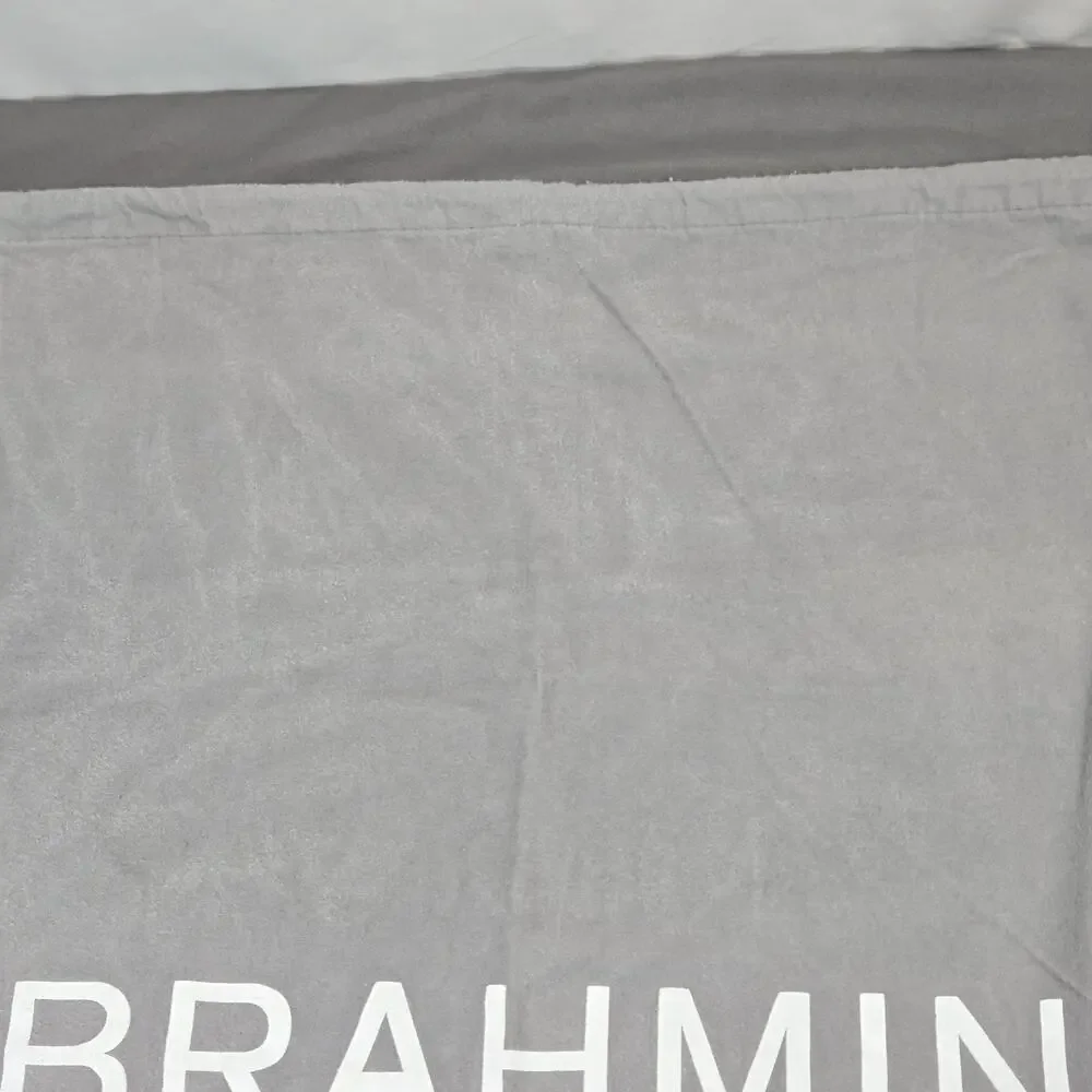 Brahmin Gray Velvet Flannel Drawstring Dust Bag White Block Logo 18x16